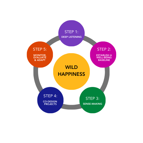 Wild Happiness Holistic Approach outlined in five steps in a chart